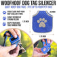 Blue dog tag silencer with use instructions