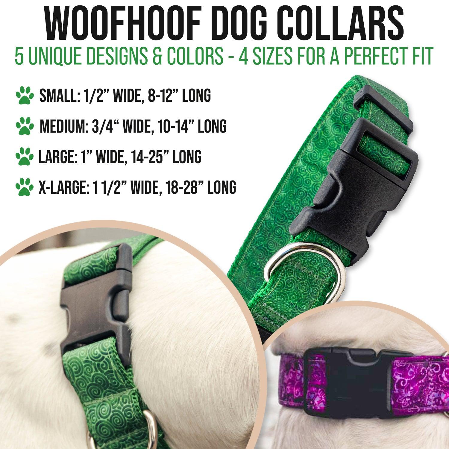 Green Batik Inspired Dog Collars shown on a white dog