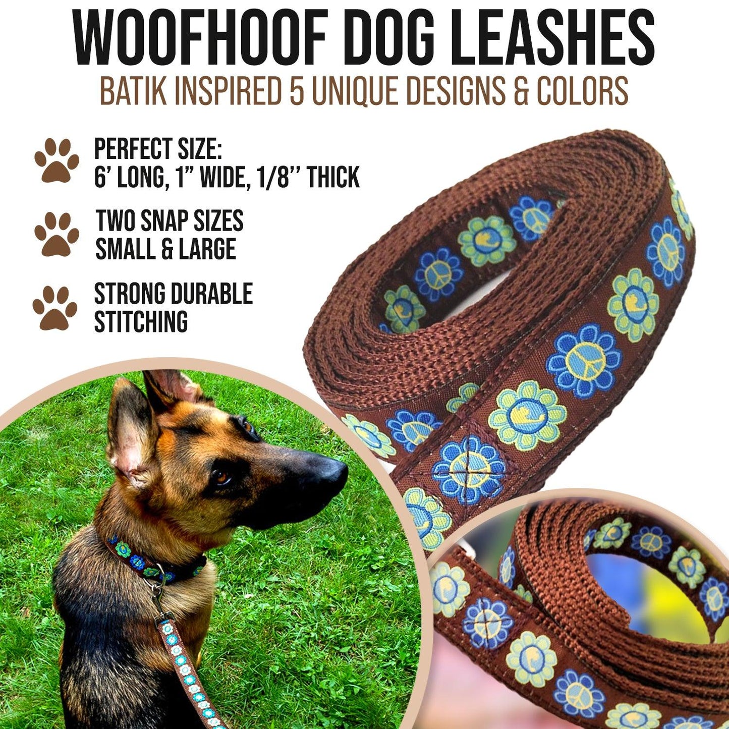 Brown Batik Inspired Dog Leash