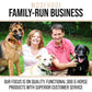 Family run business showing three dogs