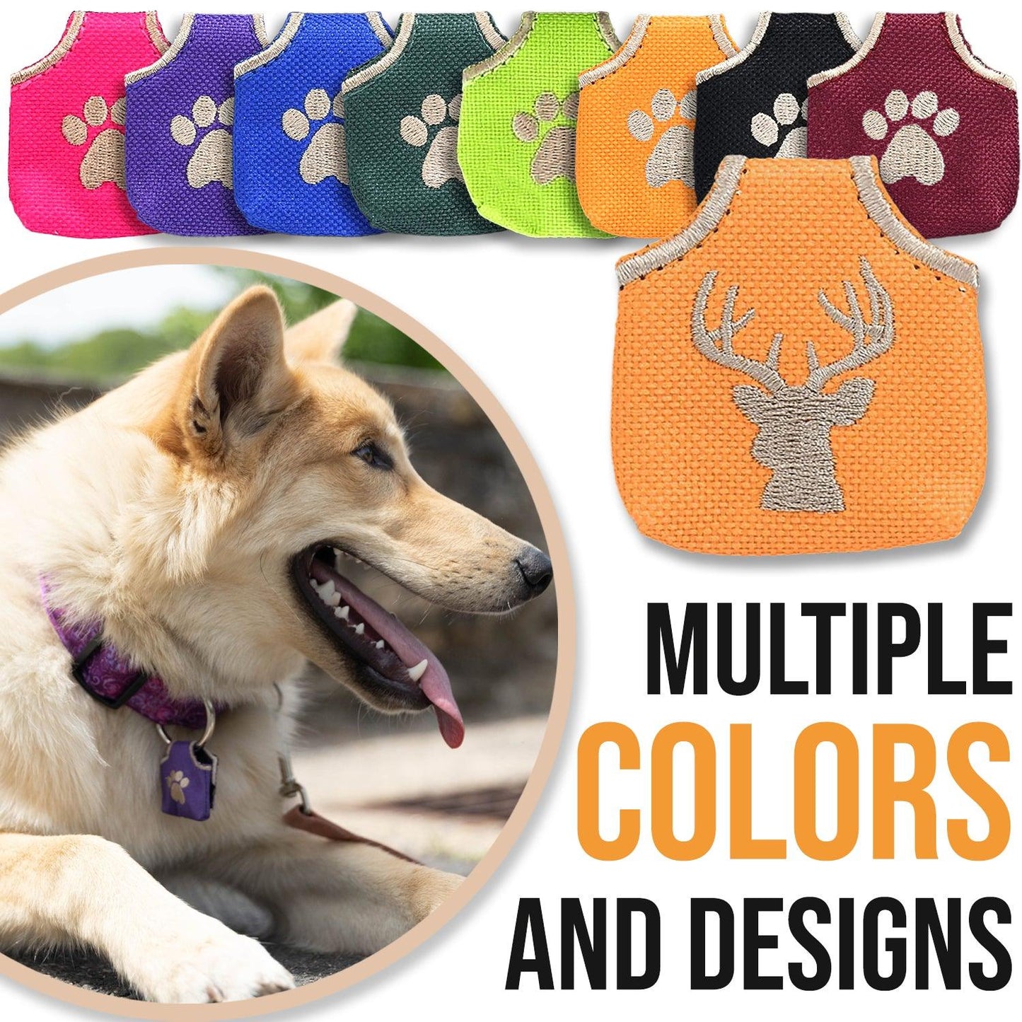 Dog tag covers in multiple colors