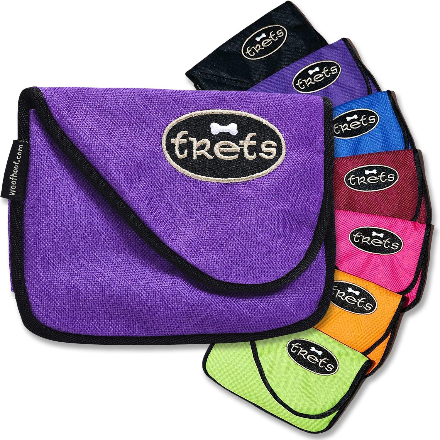 Purple dog treat pouch shown with other color options