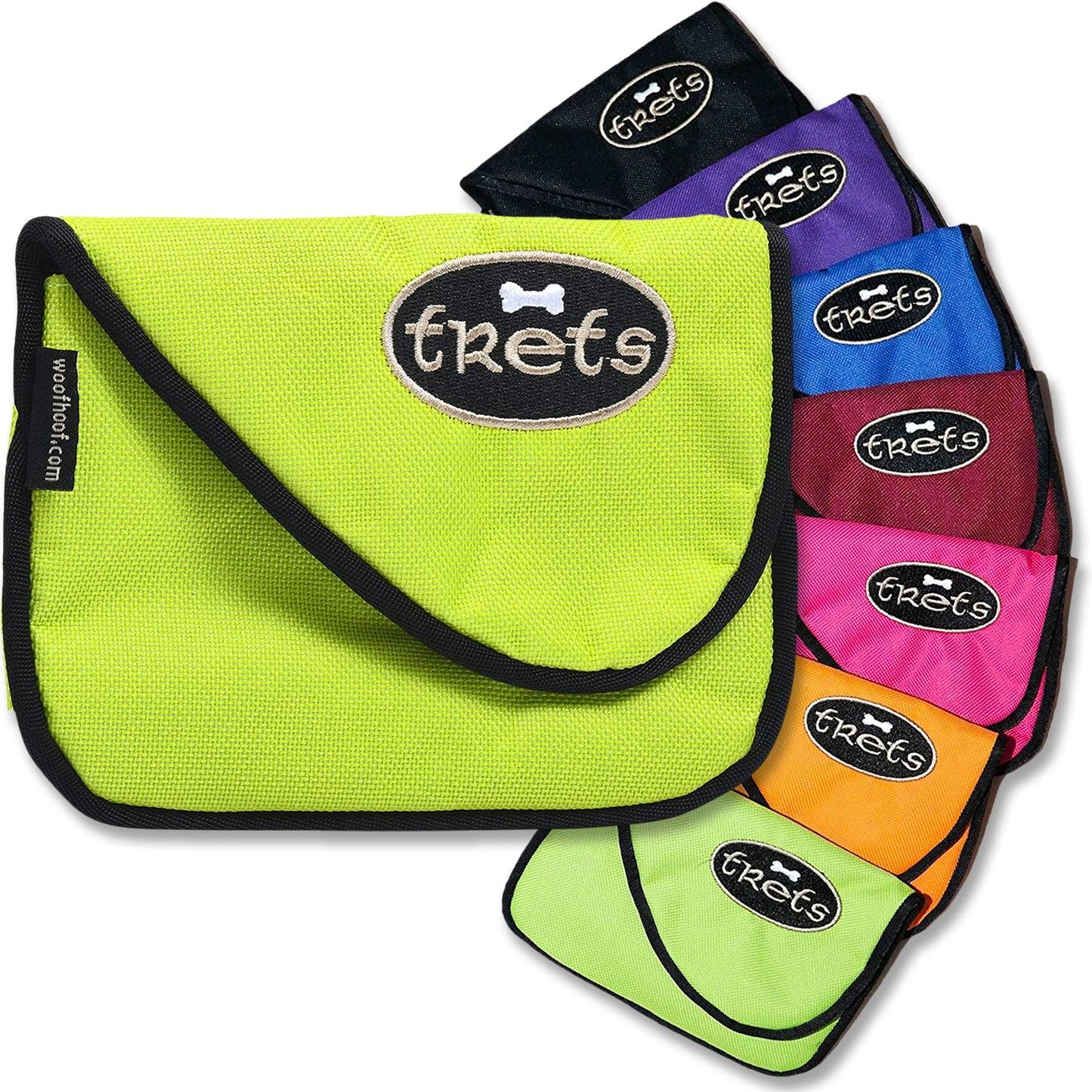 Lime dog treat pouch shown with multiple color options
