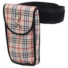 Plaid equestrian cell phone holder shown with a variety of colors